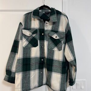 Plaid Utility Jacket in Green and White